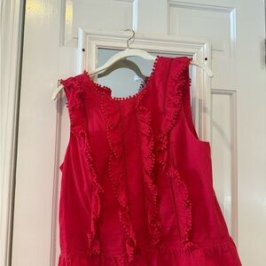 Red Sleeveless Ruffle top